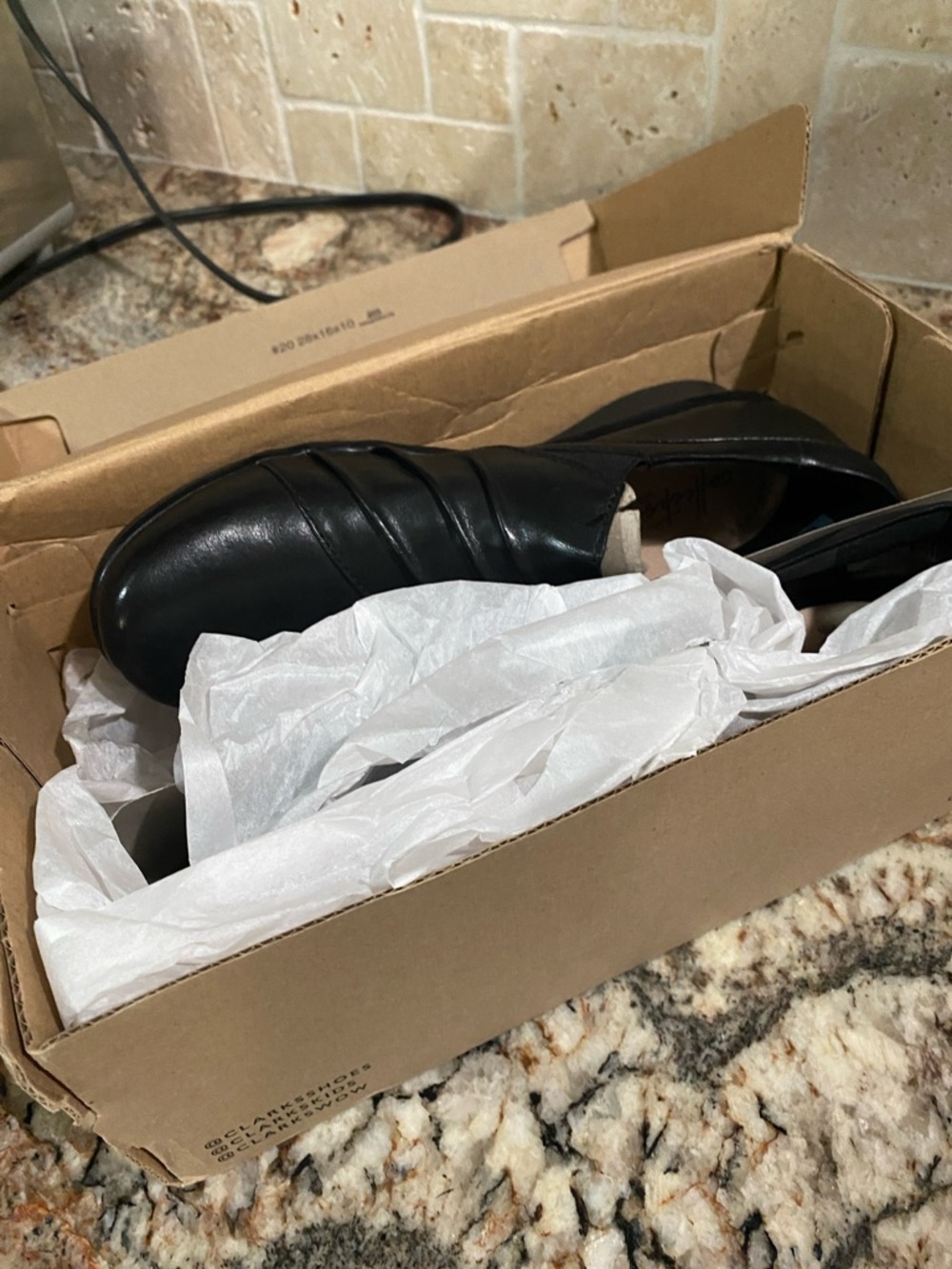 Clarks Black Leather Slip-On Loafer with Decorative Button - Picture 3 of 3